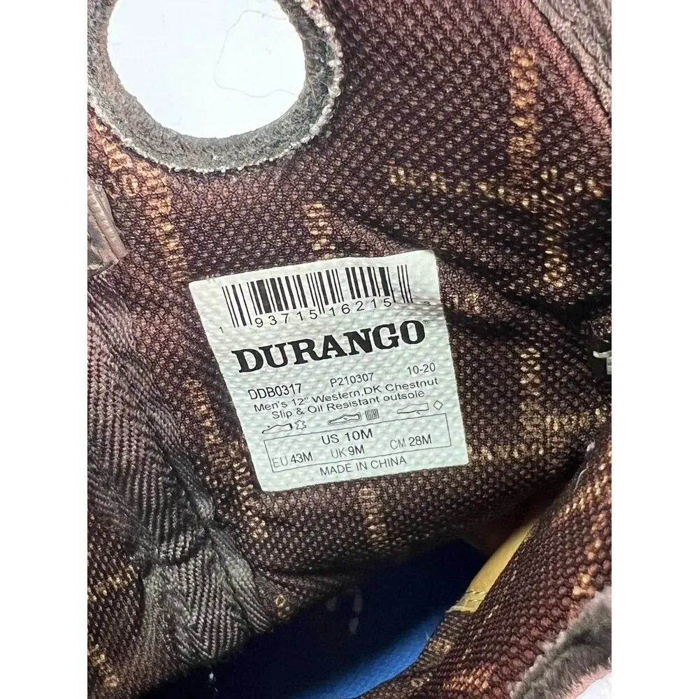Durango Men’s Rebel Western DK Chestnut Boots DDB0317 Size 10M